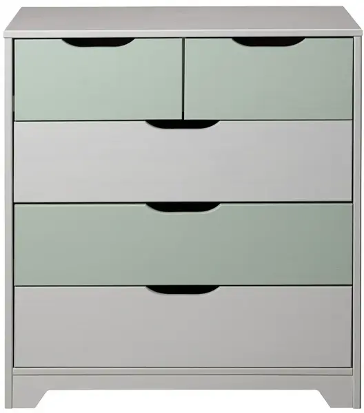 Zásuvková komoda z masivu zani - šedá/zelená