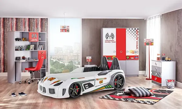 Dětský pokoj ii grand prix plus - bílá/červená/šedá