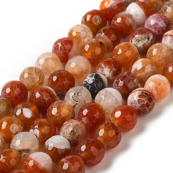Dyed & Heated Natural Fire Crackle Agate Beads Strands