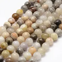 Natural Bamboo Leaf Agate Beads Strands