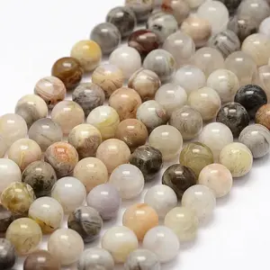 Natural Bamboo Leaf Agate Beads Strands