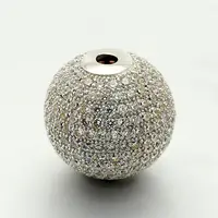 Brass Micro Pave Cubic Zirconia Round Beads