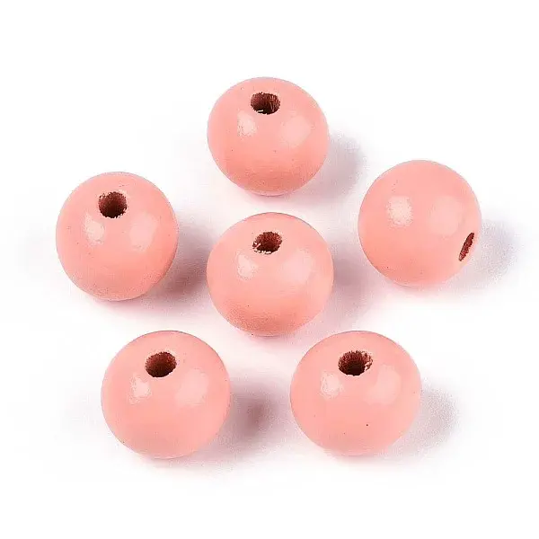 Spray Painted Round Natural Schima Wood Beads
