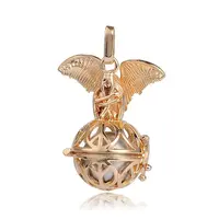 Golden Plated Brass Hollow Round Cage Pendants