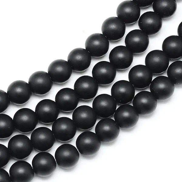 Synthetic Black Stone Bead Strands