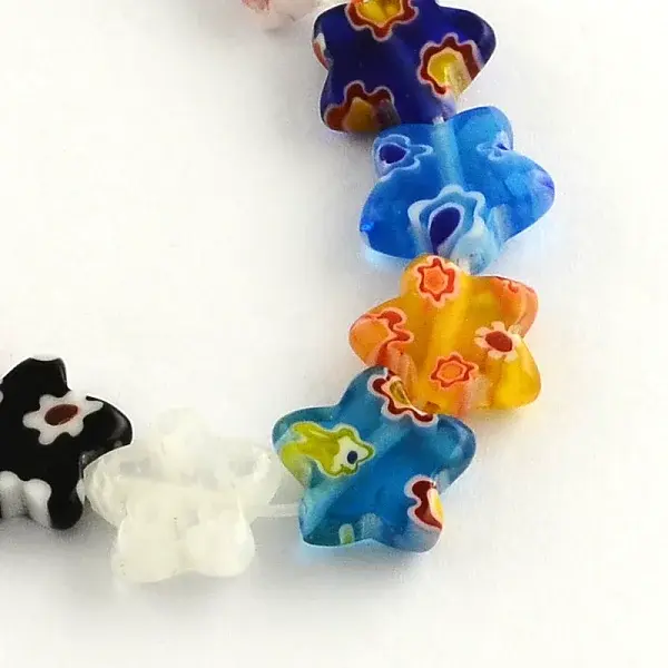 Flower Handmade Millefiori Glass Beads Strands