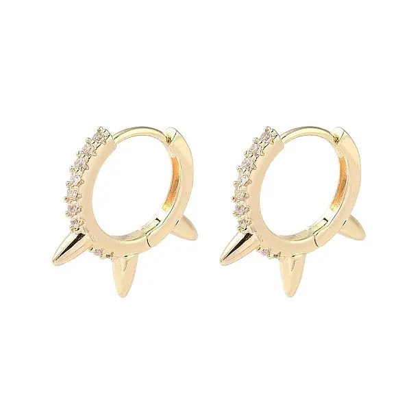 Brass Micro Pave Cubic Zirconia Hoop Earrings