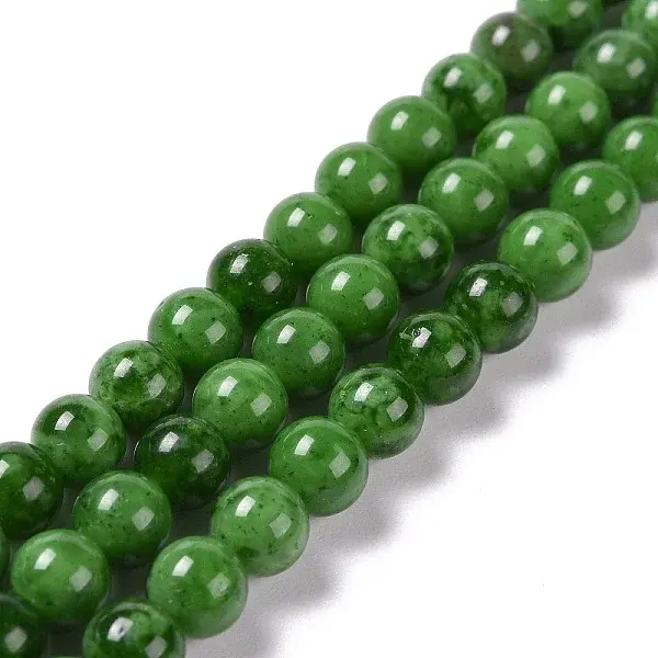Synthetic Green Strawberry Quartz (Glass) Beads Strands