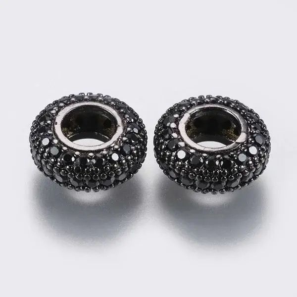 Brass Micro Pave Cubic Zirconia Beads