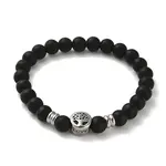 Synthetic Black Stone Round Beaded Stretch Bracelets