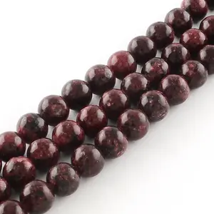Dyed Natural Sesame Jasper Round Beads Strands