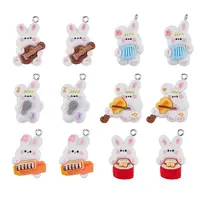 24Pcs 6 Styles Music Theme Opaque Resin Pendants