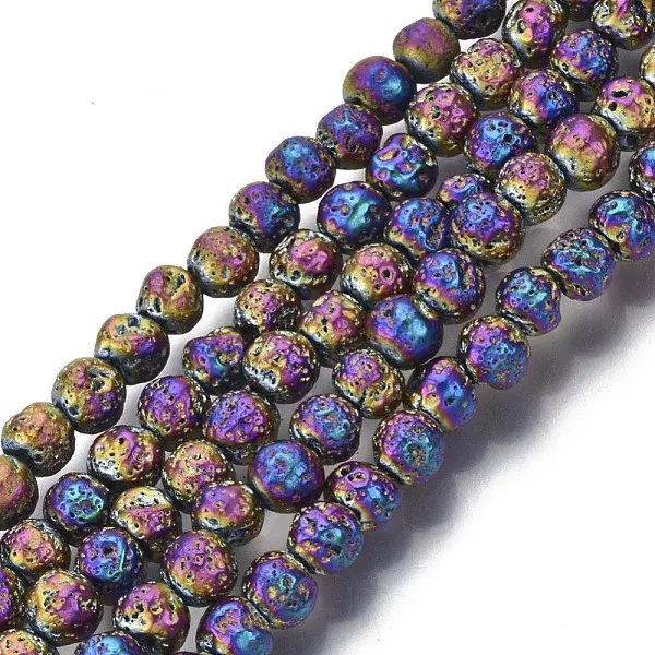 Electroplated Natural Lava Rock Beads Strands