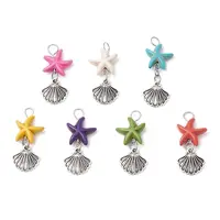 Starfish/Sea Stars Dyed Synthetic Turquoise & Alloy Shell Shape Pendants