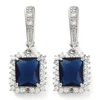 Brass Pave Cubic Zirconia Rectangle Hoop Earrings for Women