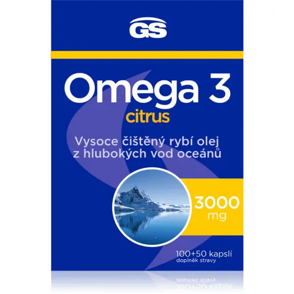 GS Omega 3 Citrus 3000 mg kapsle pro normální činnost srdce a mozku příchuť Citrus 150 cps