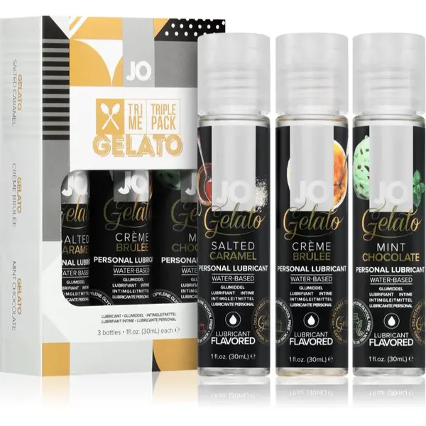 System JO Tri-Me Triple Pack Gelato sada lubrikačních gelů s příchutí