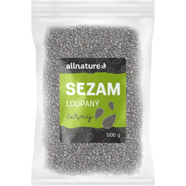 Allnature Sezam loupaný černý semínka loupaná 500 g