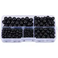 316 Pcs Synthetic Black Stone Round Beads Sets