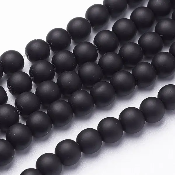 Synthetic Black Stone Beads Strands