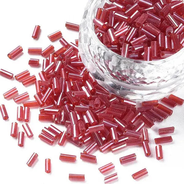 Transparent Colours Luster Glass Bugle Beads