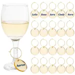 Acrylic Flat Round Wine Glass Charms