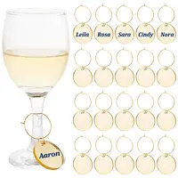 Acrylic Flat Round Wine Glass Charms