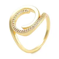 Rack Plating Brass Micro Pave Cubic Zirconia Open Cuff Rings for Women