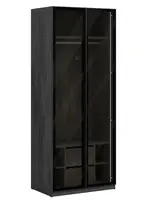 Dvoudveřová šatní skříň s osvětlením a prosklenými dveřmi gia - černá