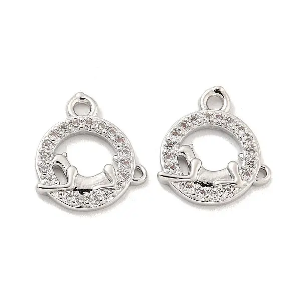 Brass Micro Pave Clear Cubic Zirconia Charms