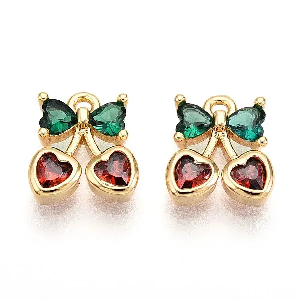 Brass Micro Pave Cubic Zirconia Charms