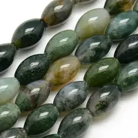 Natural Oval Moss Agate Beads Strands