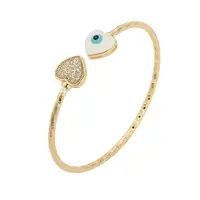 Brass Micro Pave Clear Cubic Zirconia Cuff Bangles for Women