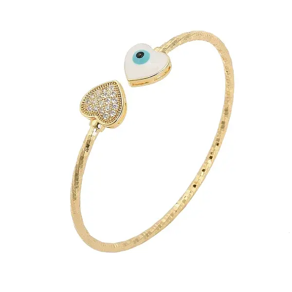 Brass Micro Pave Clear Cubic Zirconia Cuff Bangles for Women