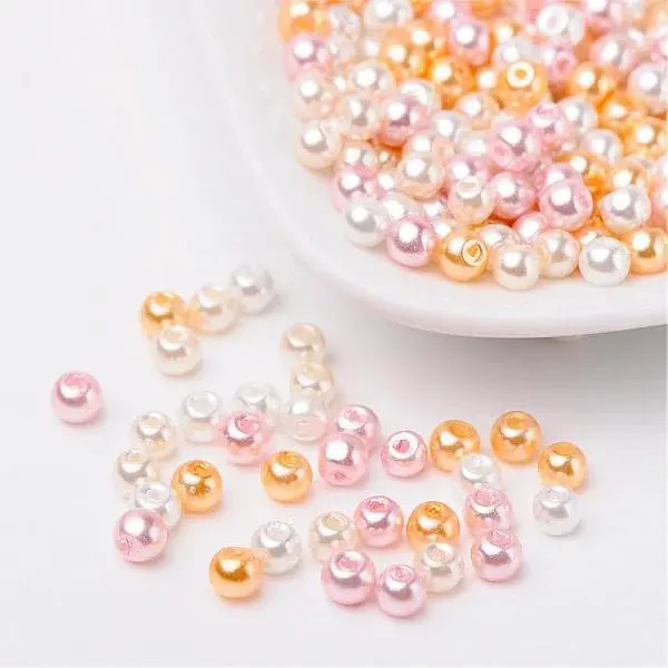 Barely Pink Mix Pearlized Glass Pearl Beads
