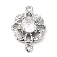 Brass Pave Clear Cubic Zirconia Connector Charms