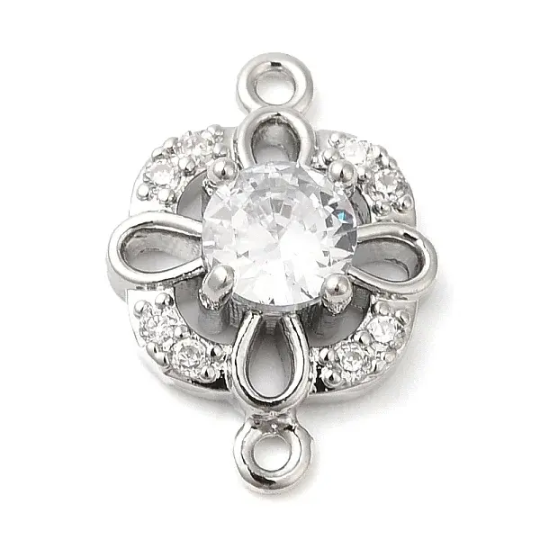 Brass Pave Clear Cubic Zirconia Connector Charms