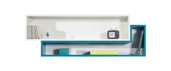 Závěsná police moli 14 - bílý lux/tyrkys