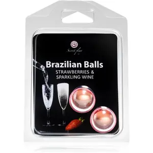 Secret play Brazilian 2 Balls Set telový olej Strawberry and Sparkling Wine 8 g