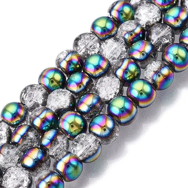 Electroplated Crackle Glass Beads Strands