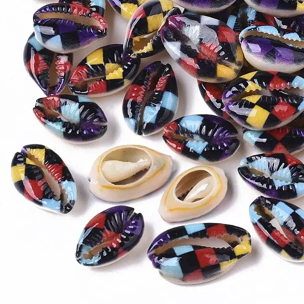 Printed Natural Cowrie Shell Beads