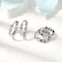 Brass Micro Pave Cubic Zirconia Hoop Earrings