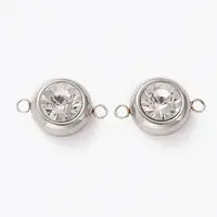 Stainless Steel Color Plated 304 Stainless Steel Pave Cubic Zirconia Links Connectors