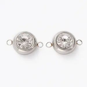 Stainless Steel Color Plated 304 Stainless Steel Pave Cubic Zirconia Links Connectors