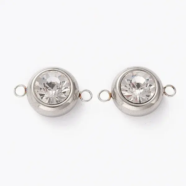 Stainless Steel Color Plated 304 Stainless Steel Pave Cubic Zirconia Links Connectors