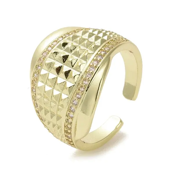 Brass Micro Pave Cubic Zirconia Open Cuff Ring