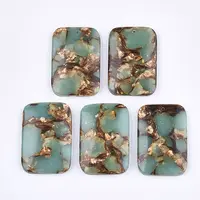 Assembled Natural Bronzite and Synthetic Aqua Terra Jasper Pendants