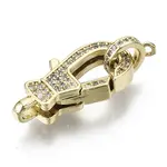Brass Micro Pave Clear Cubic Zirconia Lobster Claw Clasps