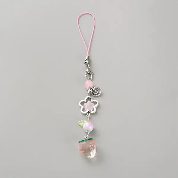 Plastic Strawberry Beads Mobile Straps