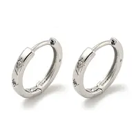 Brass Pave Clear Cubic Zirconia Hoop Earrings